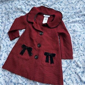 Bonnie Jean Red Textured Jacket with Black Bows